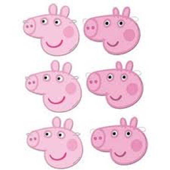 Set de 6 Caretas y Pegatinas Peppa Pig