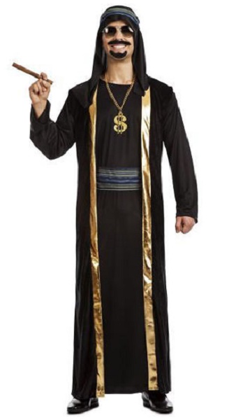 Disfraz de jeque árabe talla l negro Widmann